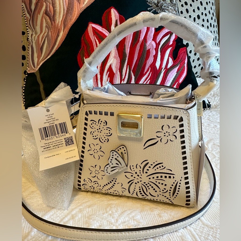 NWT Kate Spade Phoebe Butterfly Perforated Mini Top Handle Crossbody - Picture 6 of 8